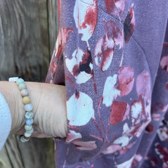 PURE JILL Affinity French Terry Floral Raisin Dress Women’s Medium NWT NEW - Picture 8 of 11